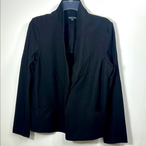 Eileen Fisher Black Blazer Jacket Lightweight Viscose Size large - Picture 1 of 10